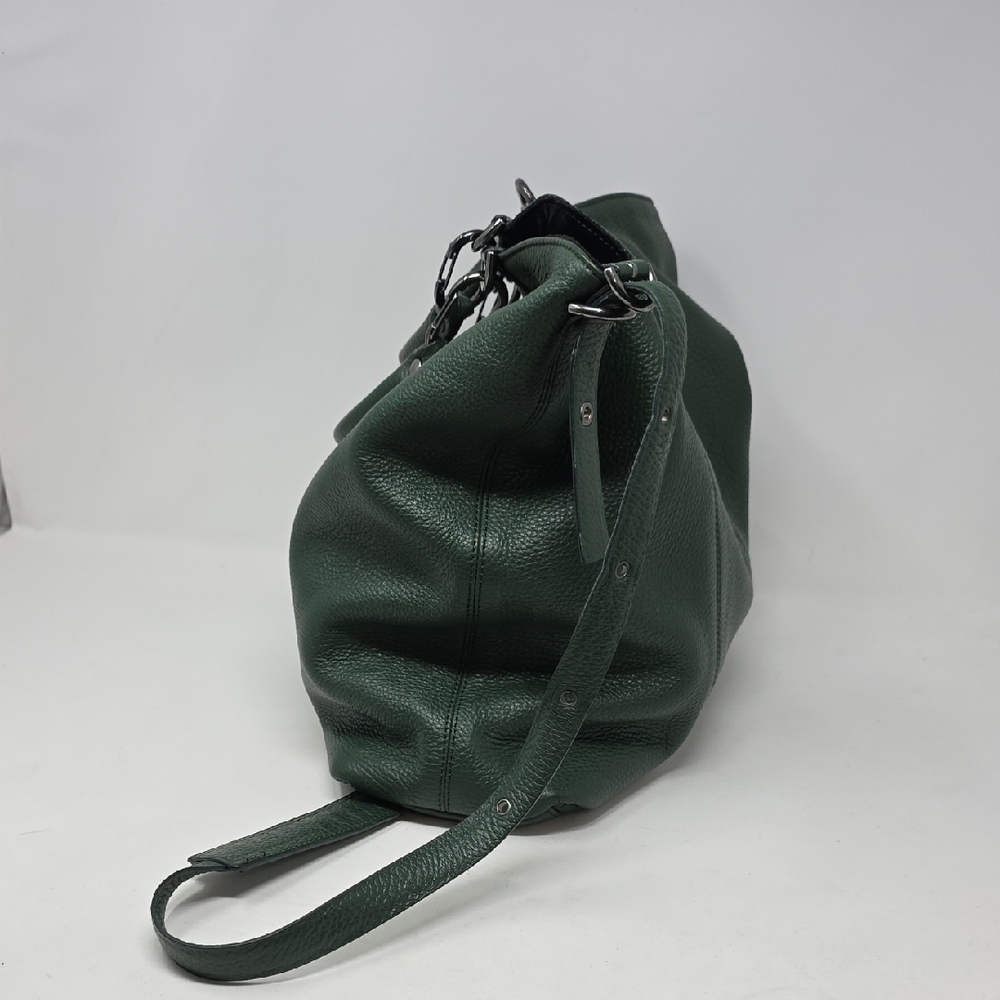 Plinio Visona Green Satchel with Textured Finish and Versatile Strap Bag - Picture 2 of 6